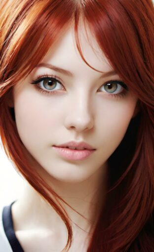 AI girl with red hair wallpaper
