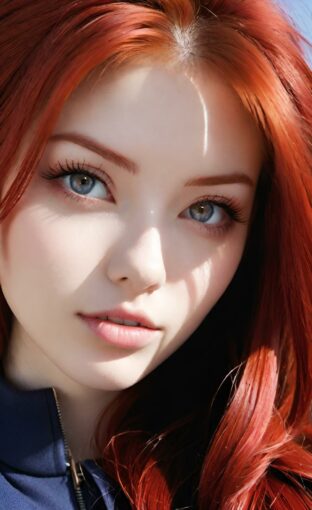AI girl with red hair wallpaper