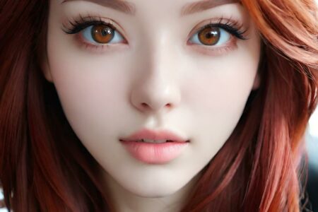 AI girl with red hair wallpaper