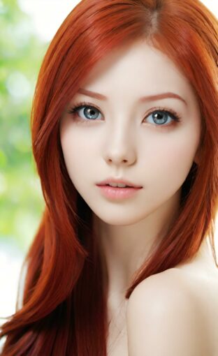 AI girl with red hair wallpaper