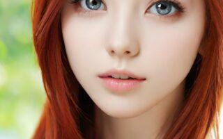 AI girl with red hair wallpaper