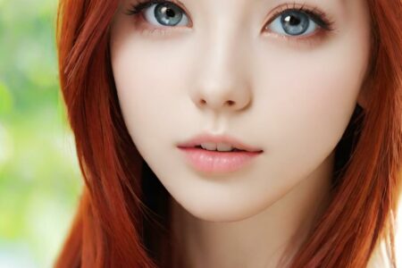 AI girl with red hair wallpaper