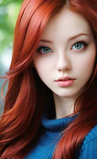 AI girl with red hair wallpaper
