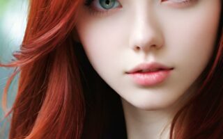 AI girl with red hair wallpaper