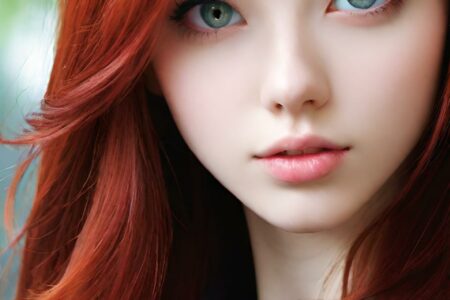 AI girl with red hair wallpaper