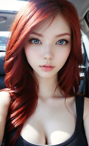 AI girl with red hair wallpaper