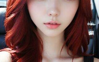 AI girl with red hair wallpaper