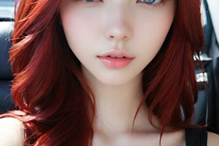 AI girl with red hair wallpaper