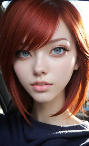 AI girl with red hair wallpaper