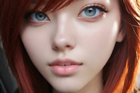 AI girl with red hair wallpaper