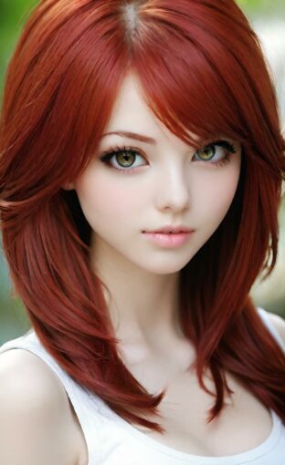 AI girl with red hair wallpaper