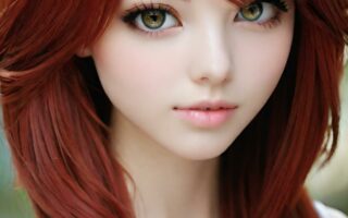 AI girl with red hair wallpaper