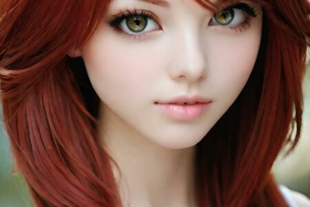 AI girl with red hair wallpaper
