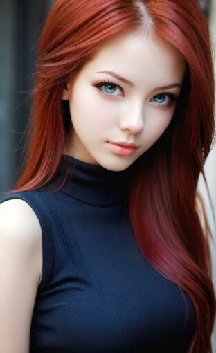 AI girl with red hair wallpaper