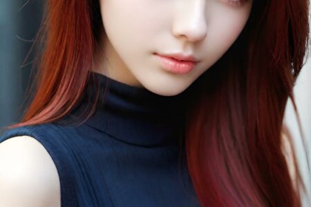 AI girl with red hair wallpaper