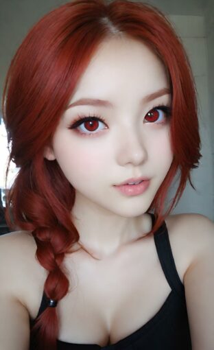 AI girl with red hair wallpaper