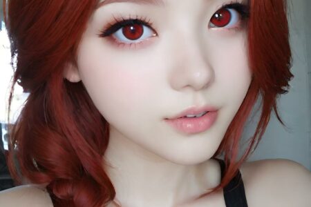 AI girl with red hair wallpaper
