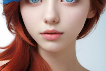 AI girl with red hair wallpaper