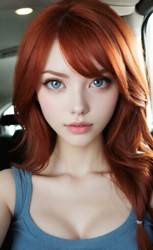 AI girl with red hair wallpaper