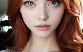AI girl with red hair wallpaper