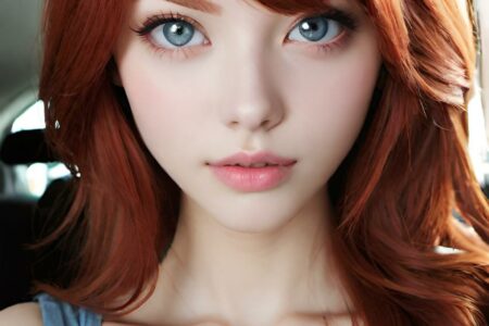 AI girl with red hair wallpaper