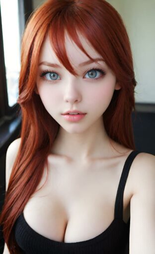 AI girl with red hair wallpaper