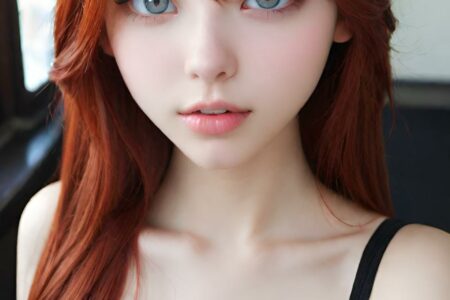 AI girl with red hair wallpaper