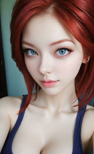 AI girl with red hair wallpaper