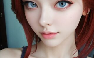 AI girl with red hair wallpaper