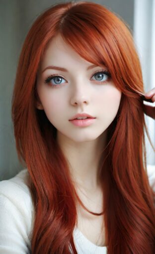 AI girl with red hair wallpaper