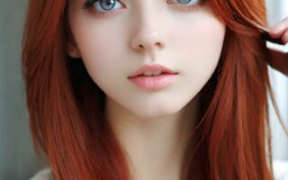 AI girl with red hair wallpaper