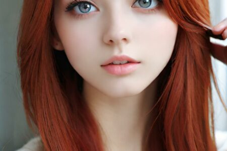 AI girl with red hair wallpaper