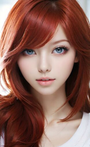 AI girl with red hair wallpaper