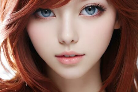 AI girl with red hair wallpaper