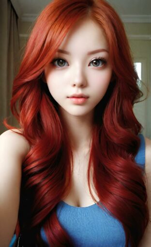 AI girl with red hair wallpaper