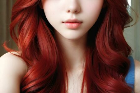 AI girl with red hair wallpaper
