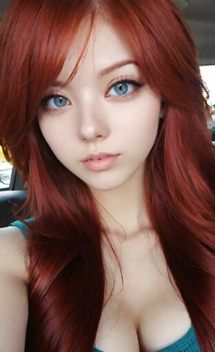 AI girl with red hair wallpaper