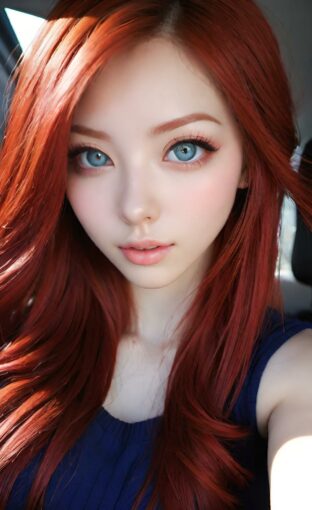 AI girl with red hair wallpaper