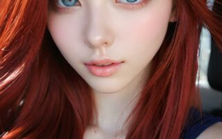 AI girl with red hair wallpaper