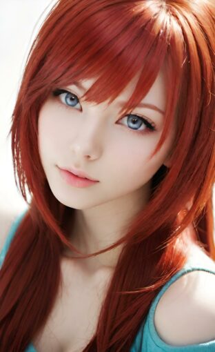 AI girl with red hair wallpaper