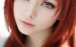 AI girl with red hair wallpaper
