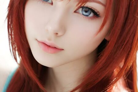 AI girl with red hair wallpaper