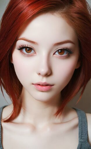 AI girl with red hair wallpaper