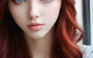 AI girl with red hair wallpaper