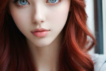 AI girl with red hair wallpaper