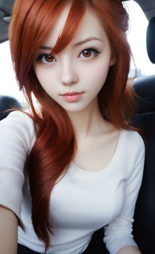 AI girl with red hair wallpaper