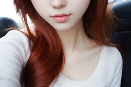 AI girl with red hair wallpaper