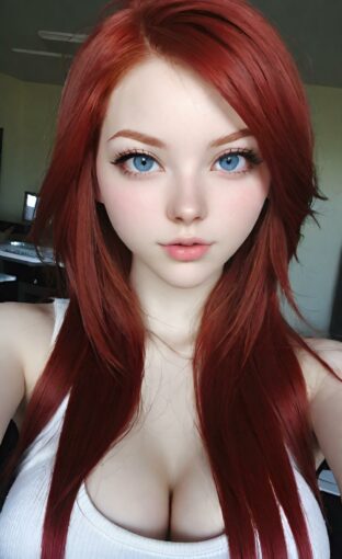 AI girl with red hair wallpaper