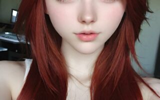 AI girl with red hair wallpaper