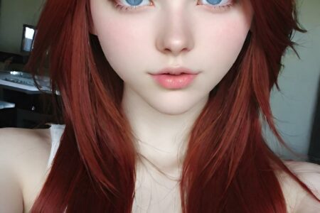 AI girl with red hair wallpaper